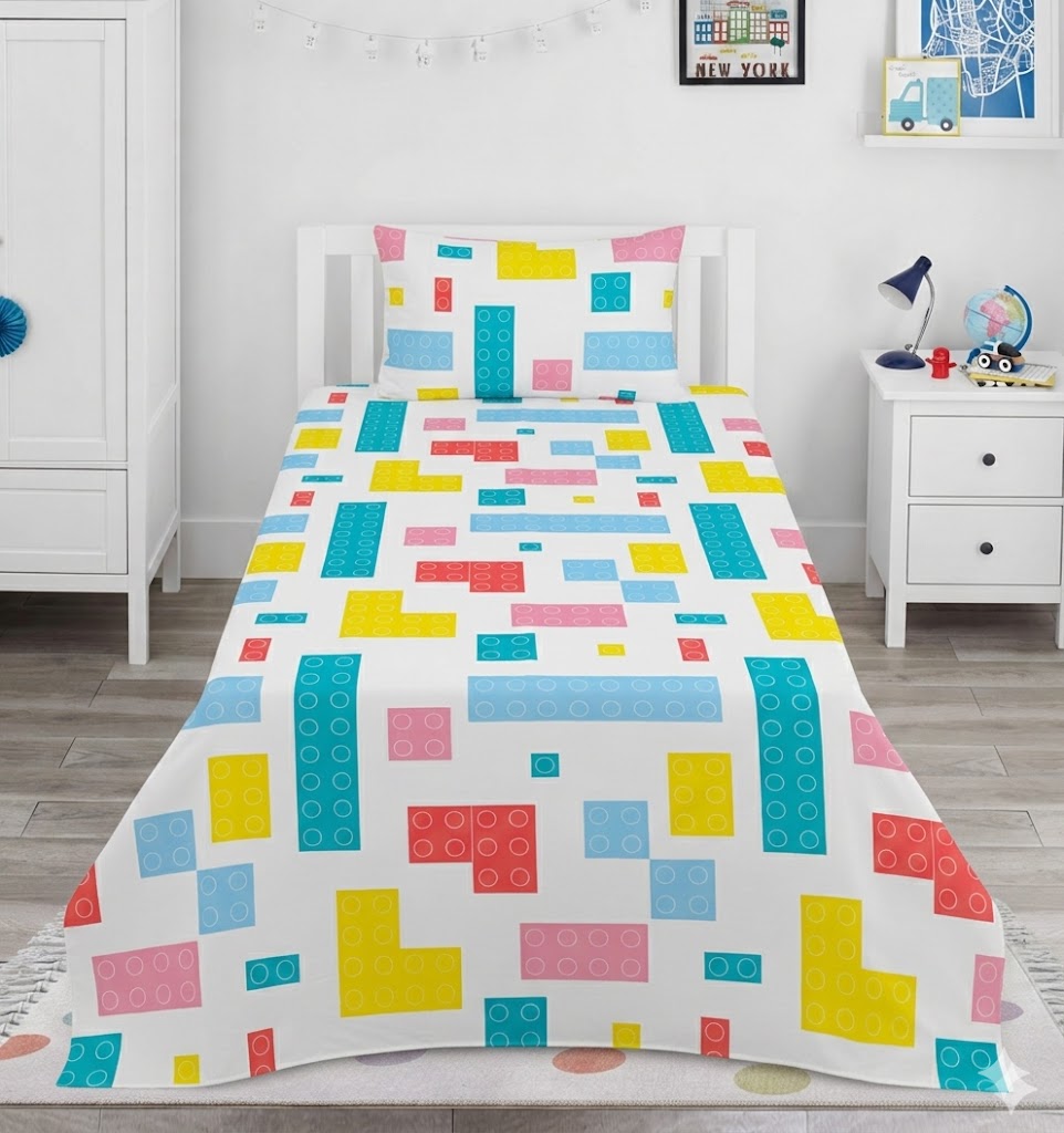 Blocks Kids Cotton Bed Sheets