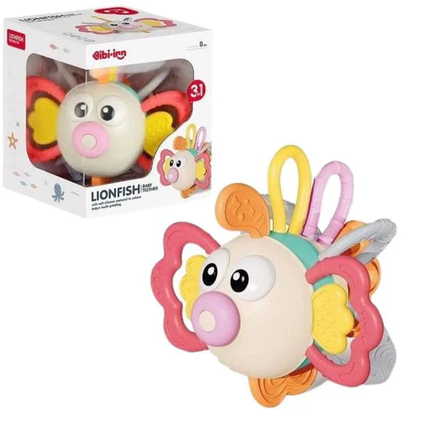 Lionfish Animal Silicone Teether And Sensory Rattle Toy