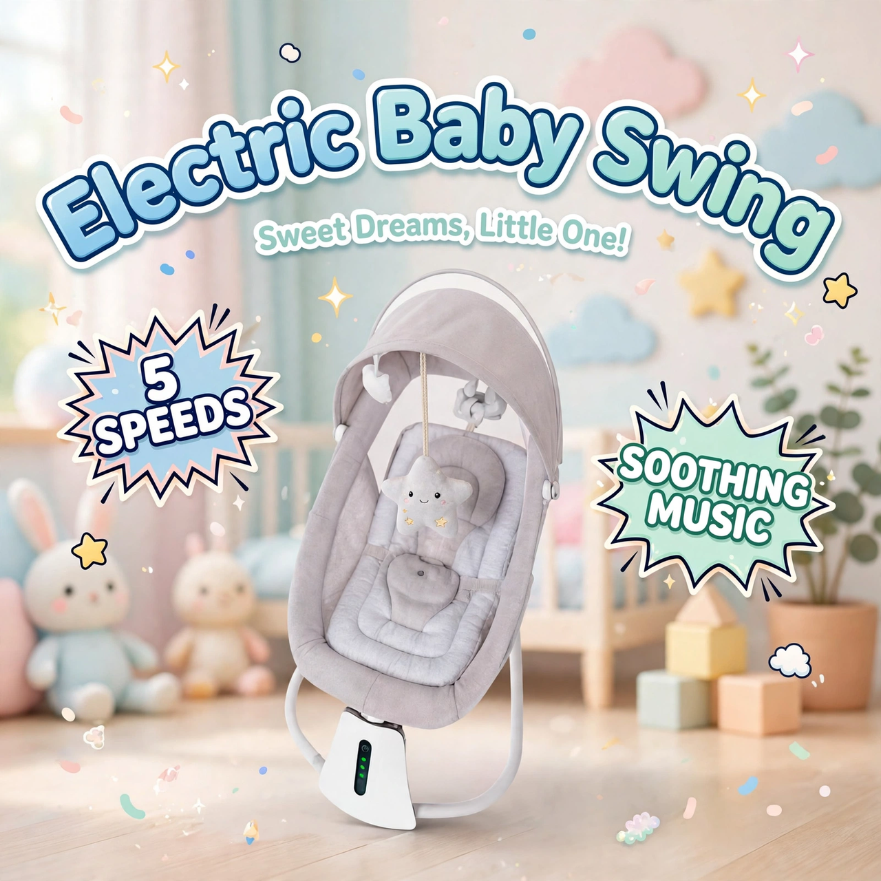 Kidilo Electric Baby Swing in Grey