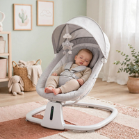 Thumbnail for Baby napping under the canopy of the Kidilo grey electric baby swing