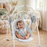 Thumbnail for Baby relaxing in the Ingenuity portable electric baby swing in a bright nursery