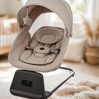 Thumbnail for Close-up of the control panel and hanging toys of the Kidilo taupe swing