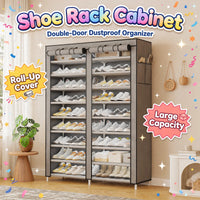 Double-Door Fabric Shoe Rack Cabinet