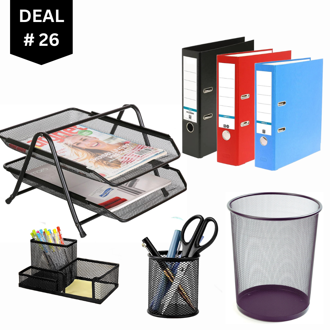 Mega Metal Mesh Office Desk Accessories Deal (Pack of 7)