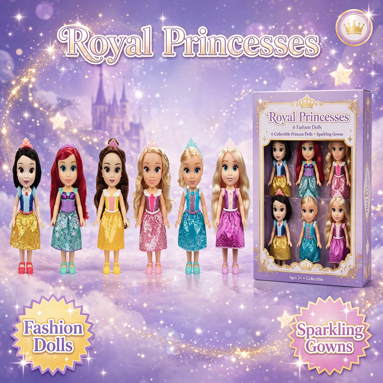 Disney Princess Toddler Dolls 6-Pack Gift Set