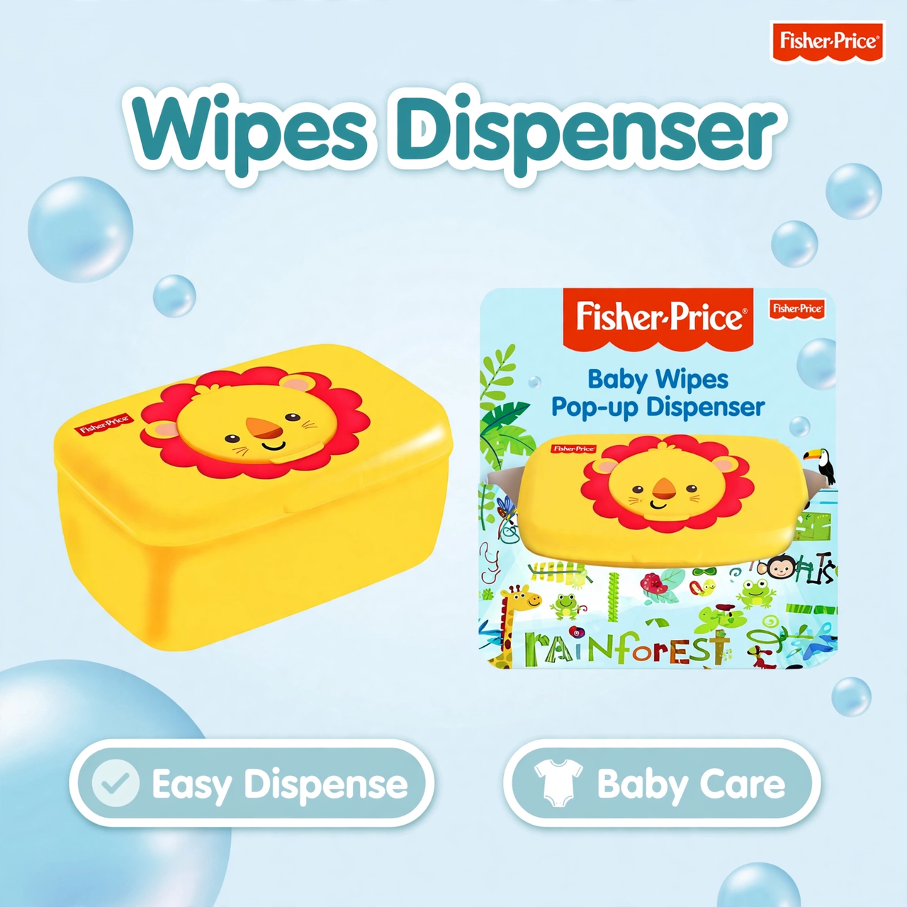 Baby Wipes Dispenser — Lion Design Refillable Travel Case