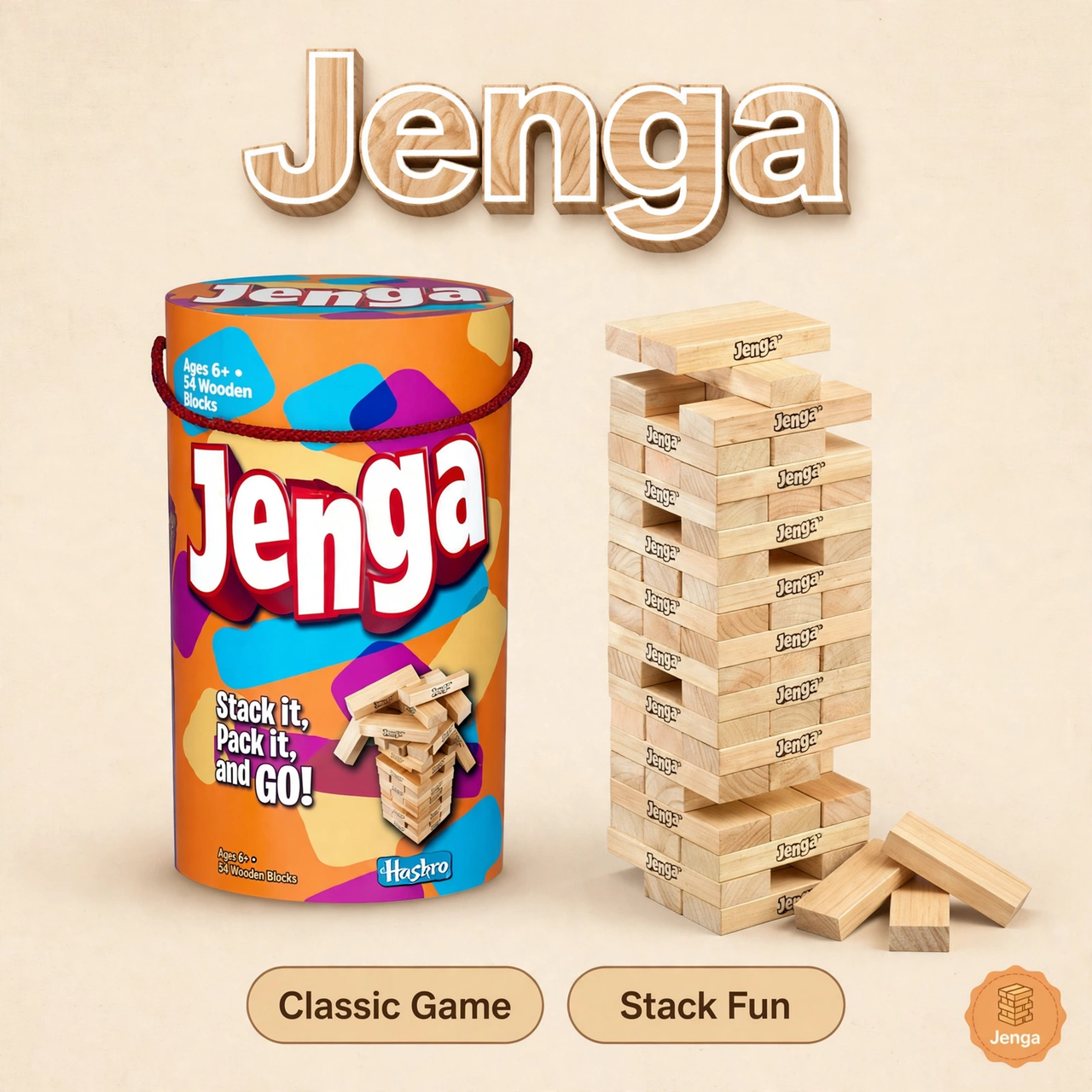 Hasbro Jenga Classic Stacking Game