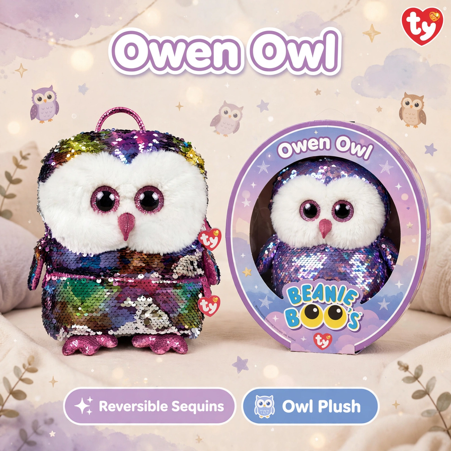 Ty Beanie Boo Owen the Owl Sequin Backpack