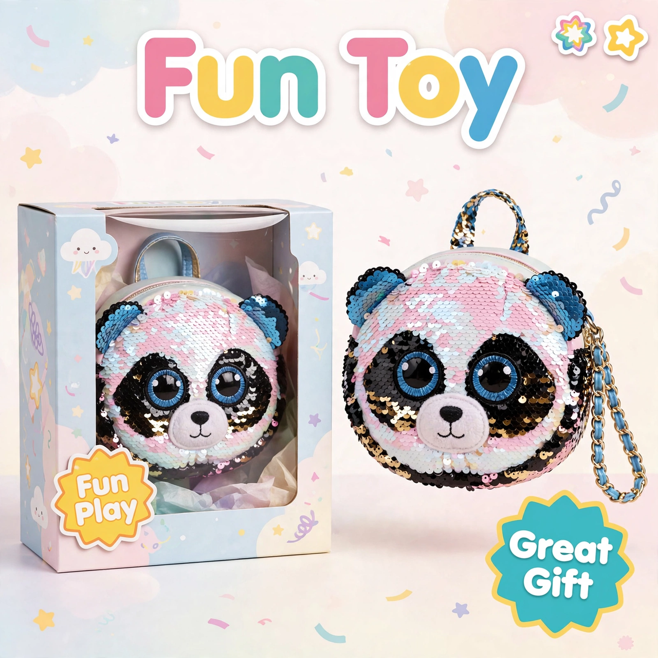 Ty Fashion Flippy Sequin Panda Crossbody Bag