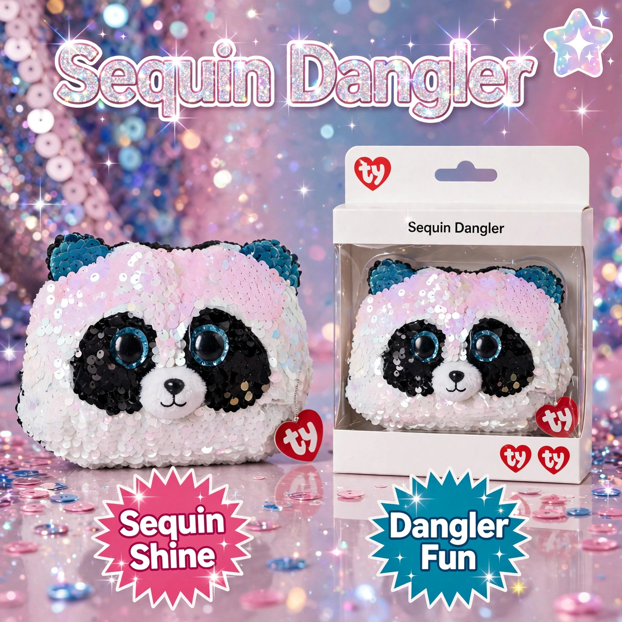 Ty Fashion Sequin Panda Dangler Accessory Bag