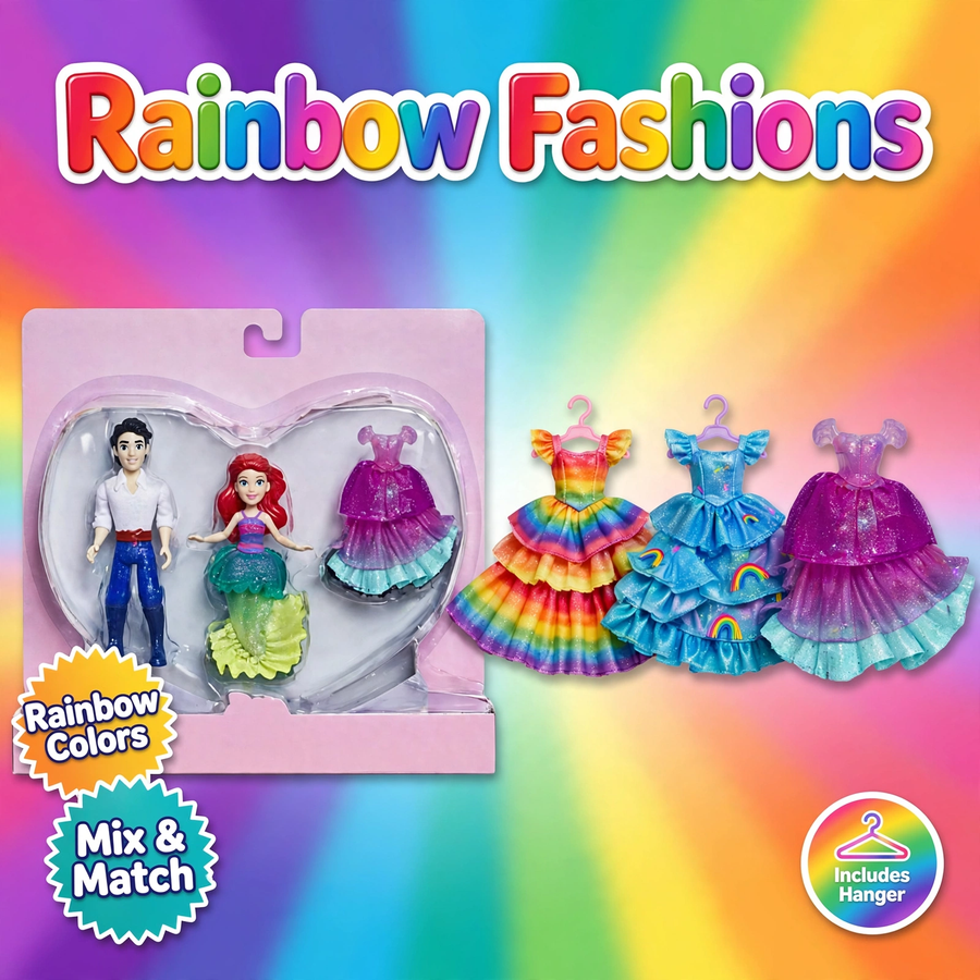 Disney - Princess Prince Cinderella Themed Rainbow Fashion Set Asst