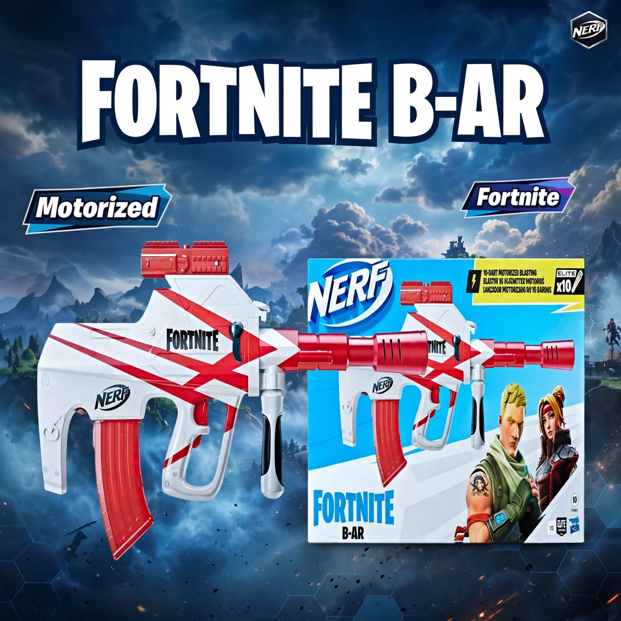 Nerf Fortnite B-AR Motorized Dart Blaster by Hasbro