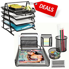 Metal Mesh Office Desk Accessories Set Deal 7 Pieces