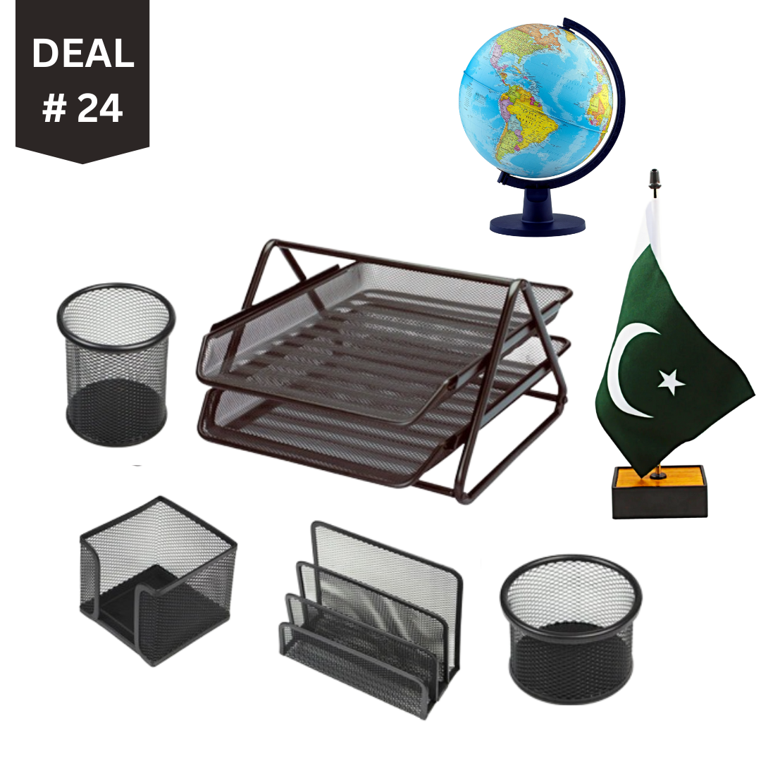 Office Metal Mesh Desk Accessories Deal (Pack of 7)