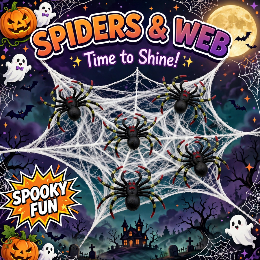 Halloween Pink Spider with Web