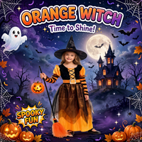 Thumbnail for Halloween Witch Orange Dress Costume