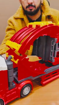 Fire Track Set With 6Pcs Mini Metal Cars With Light and Sound