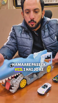 Whale Eating Track Set With 2 Different Mini Cars