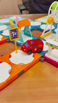 DIY 110 Piece Block Track Set with 2 Electric Cars