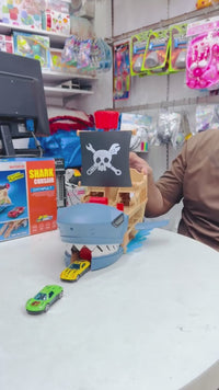 Shark Pirate Ship Car Launcher Playset with 2 Mini Cars