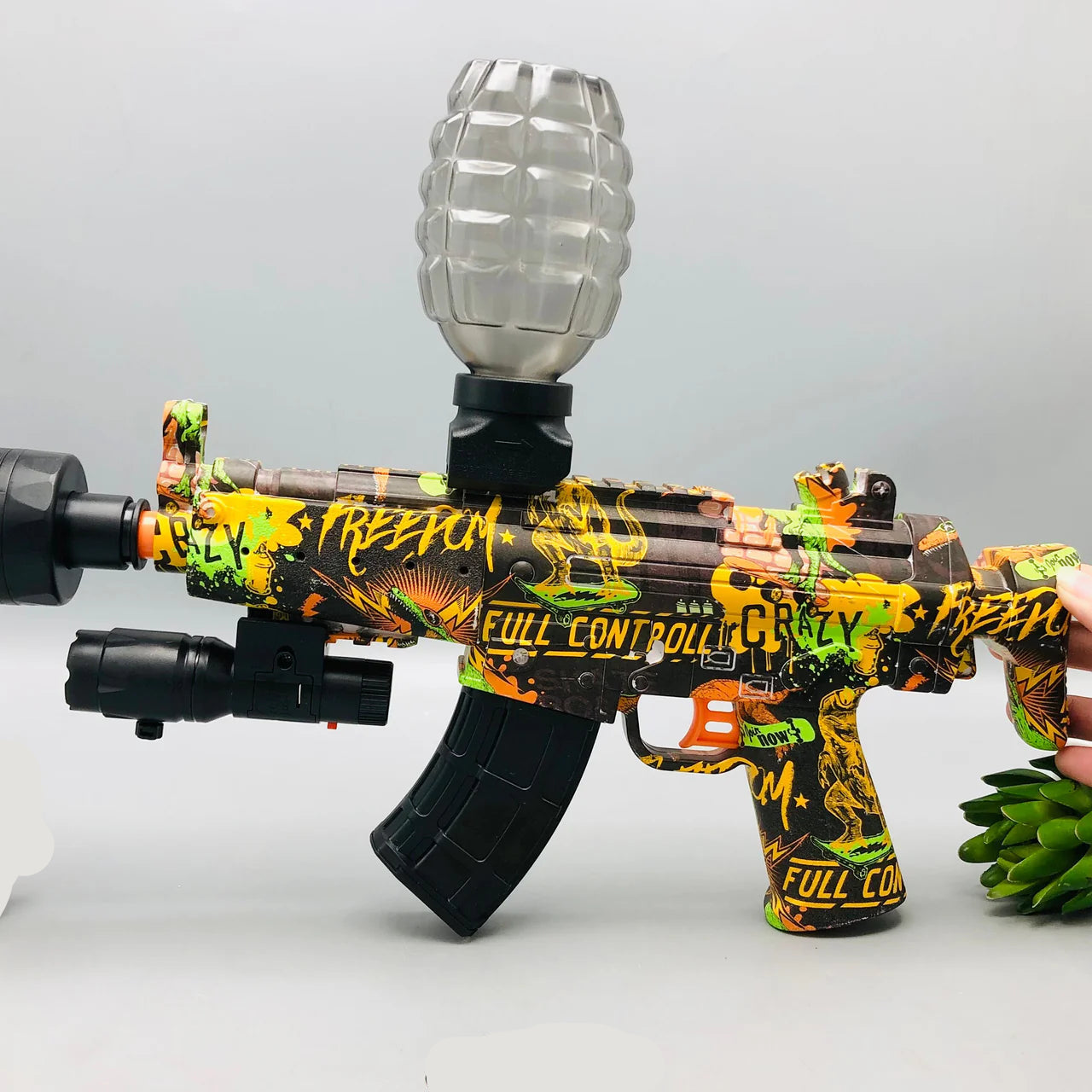 Rechargeable MP5 Water Bullet Shooting Gun With Smoke Silencer