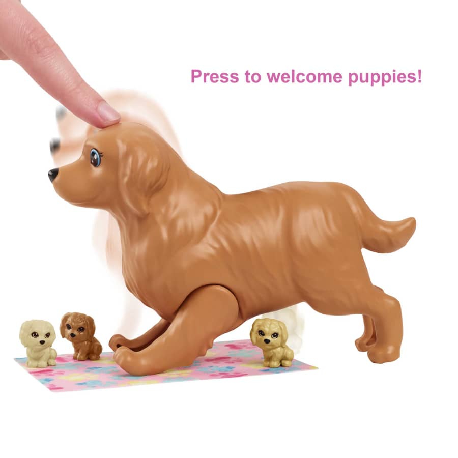 Barbie Doll Newborn Pups Playset With Blonde Doll