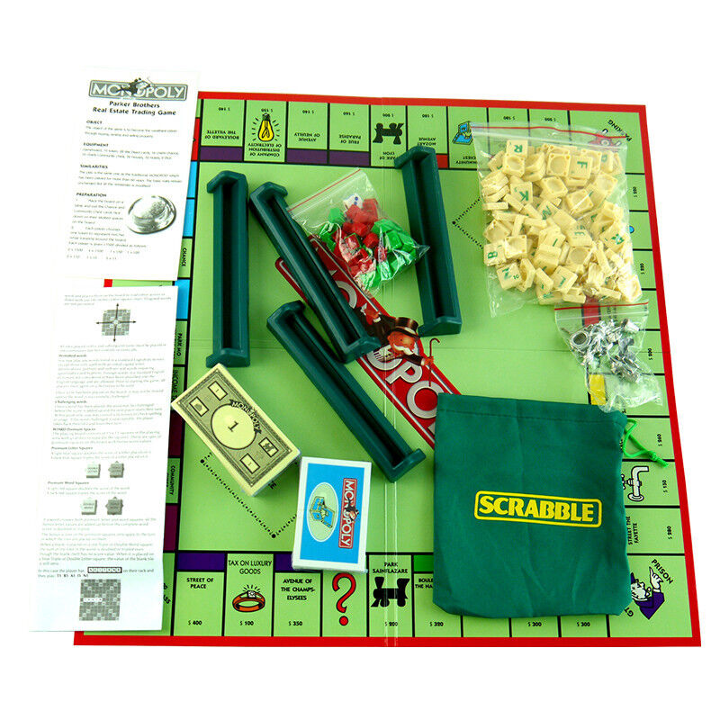 2 in 1 Scrabble & Monopoly Board Games