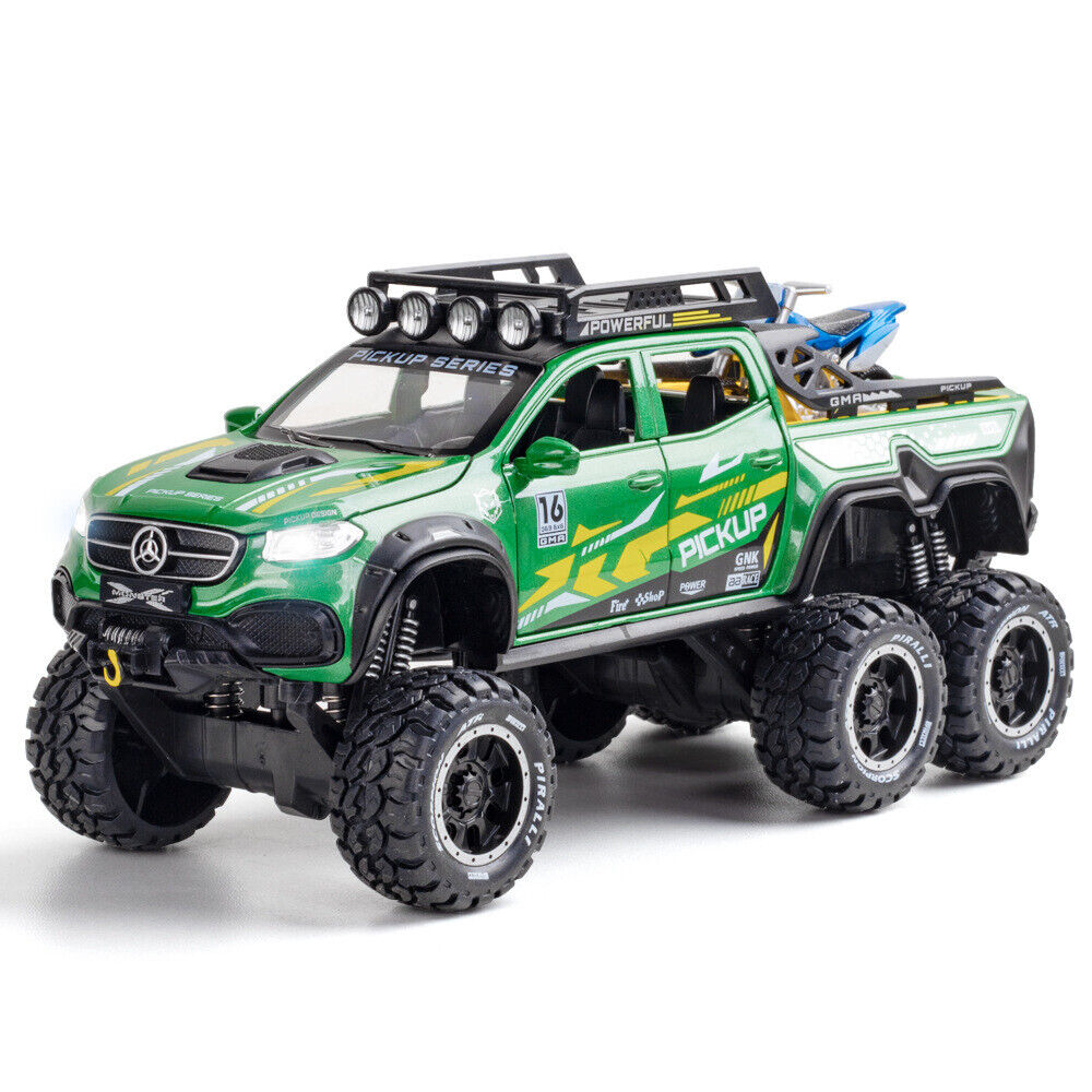 1:24 Benz X-CLASS 6x6 Diecast Pickup With Bike Toy