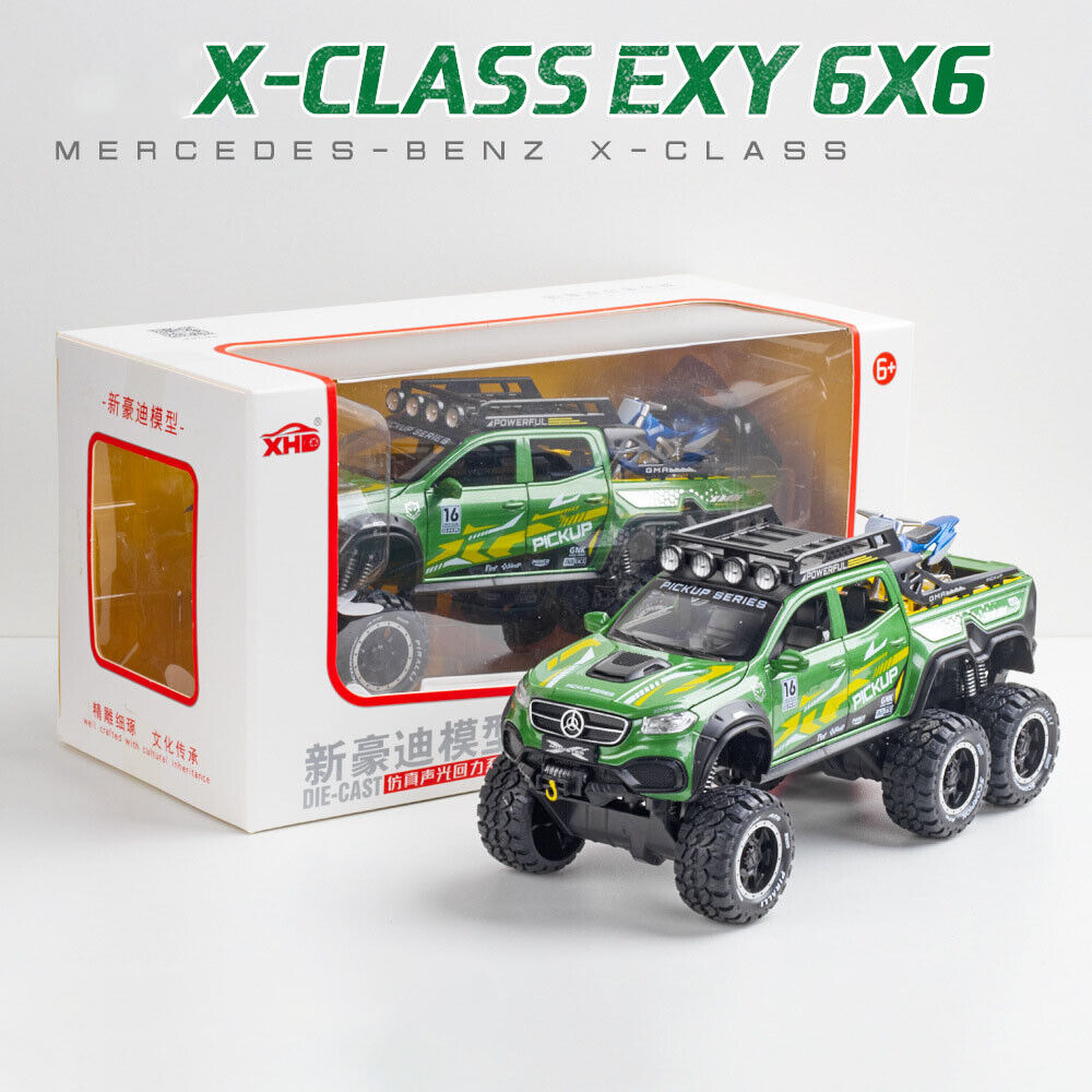 1:24 Benz X-CLASS 6x6 Diecast Pickup With Bike Toy
