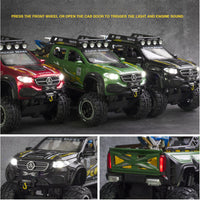 Thumbnail for 1:24 Benz X-CLASS 6x6 Diecast Pickup With Bike Toy