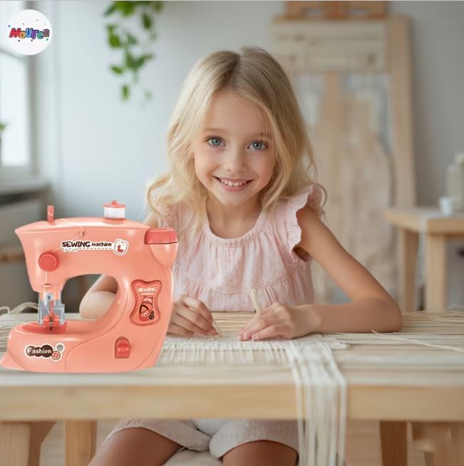 DIY Kids Sewing Machine  Pink Beginner Toy Sewing Set