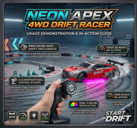 Thumbnail for 4WD RC Drift Car with 7-Color Neon Lights & Extra Tires – 2.4GHz 30KM/H