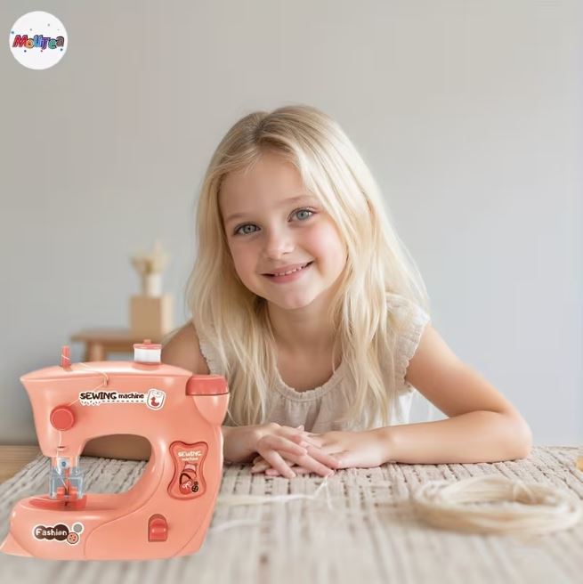 DIY Kids Sewing Machine  Pink Beginner Toy Sewing Set