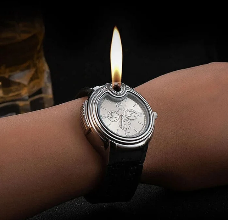 2-in-1 Wristwatch Lighter And USB Flame Lighter with Leather Strap