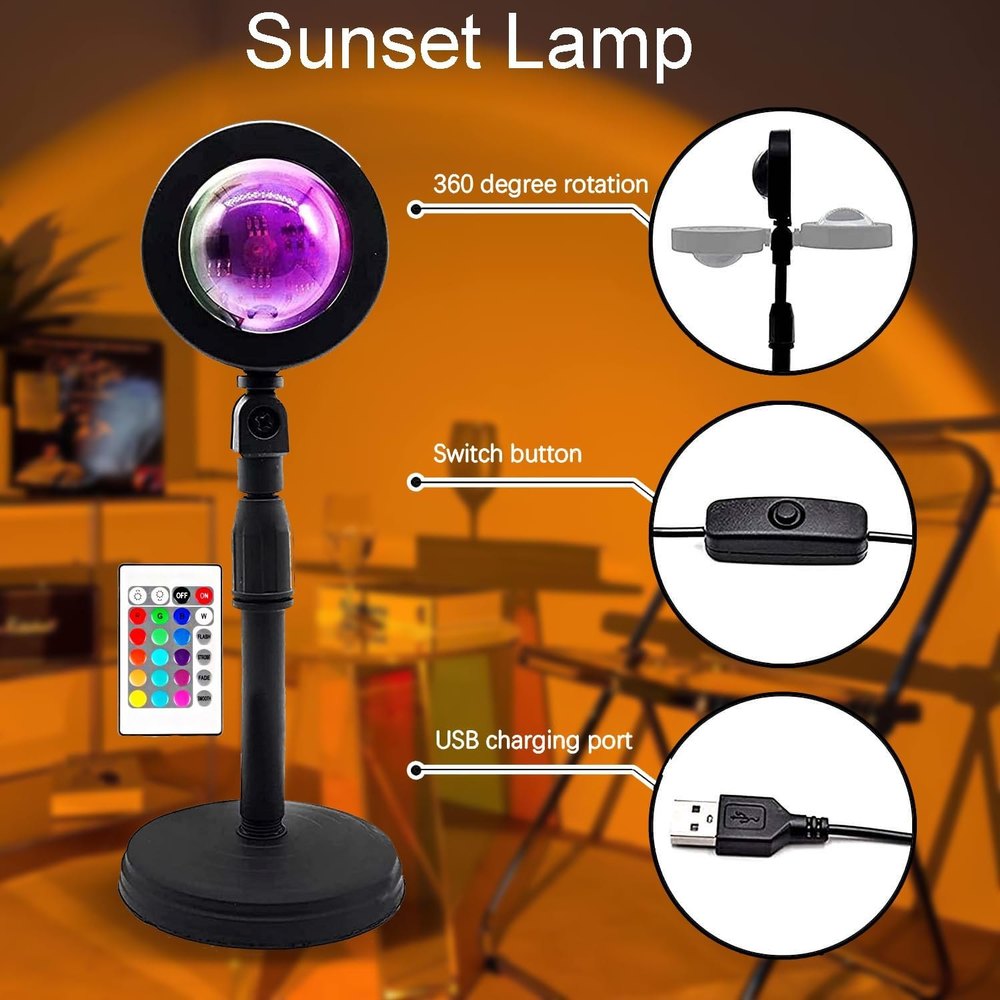 4 in 1 Color Changing Sunset Lamp Projection