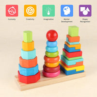 Thumbnail for 3-in-1 Rainbow Geometric Wooden Stacker