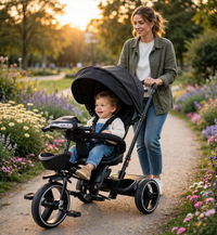 Thumbnail for Kids Tricycle Stroller with Rotating Seat, Lights & Music - lifestyle