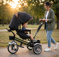 Thumbnail for Deluxe Tricycle Stroller with Canopy, Rotating Seat & Music - lifestyle
