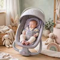 Thumbnail for Calm baby resting in the grey Mastela star-print swing