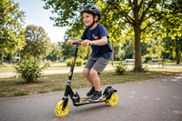 Thumbnail for Kid riding the Batman Street scooter in a park