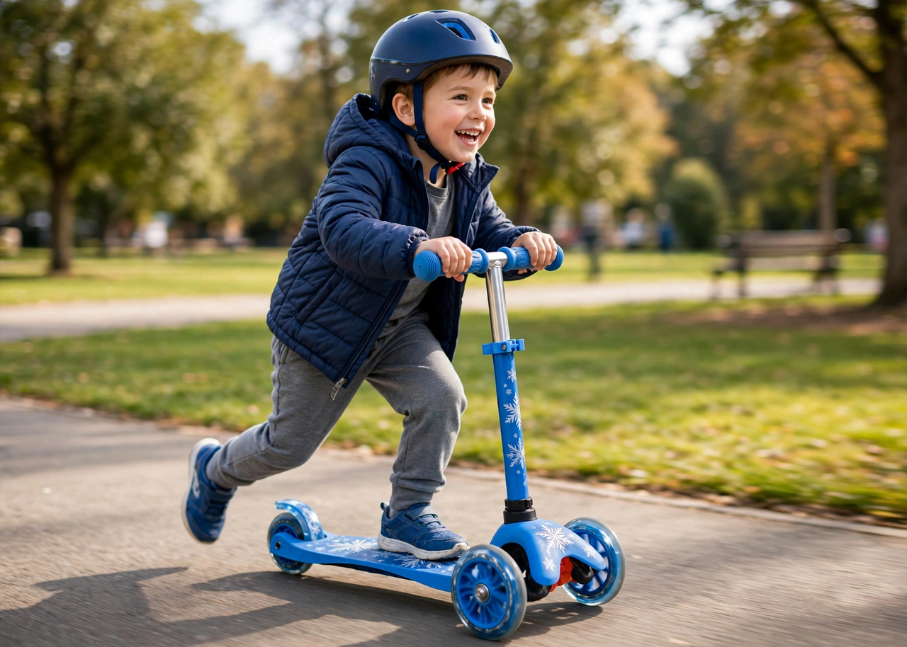 Kid riding the Frozen Street Scooter in a park