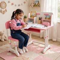 Thumbnail for Pink Kids Study Table with Drawer and Chair - view 2