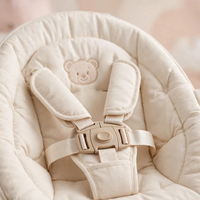 Thumbnail for Close-up of the 5-point harness with teddy bear print
