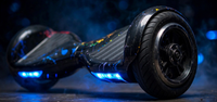 Thumbnail for Close-up of the hoverboard's 8-inch wheel and LED light strip