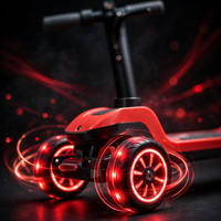 Thumbnail for Close-up of the electric scooty's glowing red flash wheels