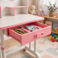 Thumbnail for Pink Kids Study Table with Drawer and Chair - view 3