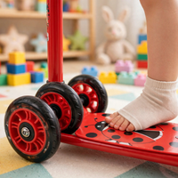 Thumbnail for Wheels and ladybug deck of the red kids scooter