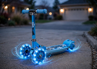 Thumbnail for Frozen Metal Scooty with glowing wheels at dusk
