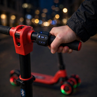 Thumbnail for Close-up of the electric scooty's handlebar controls at night