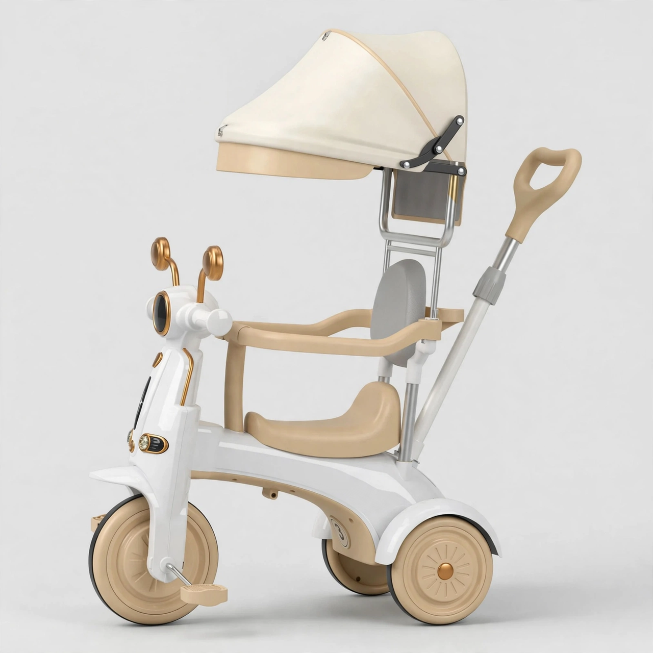Side view showing the parent push handle